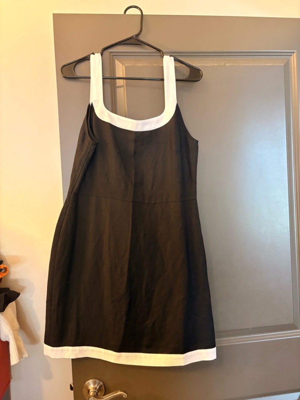 LOFT Black Mini Dress with White Trim